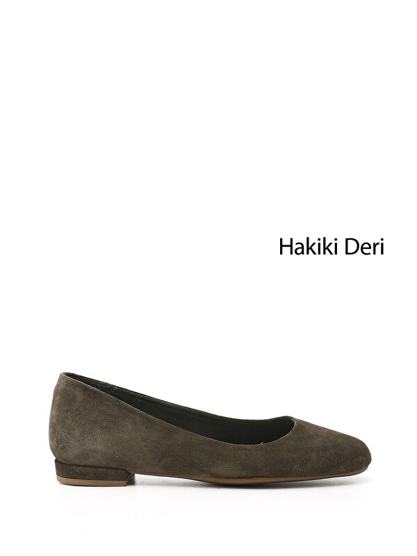 GÖNDERİ(R) Kadın KOYU HAKİ Hakiki Deri Babet