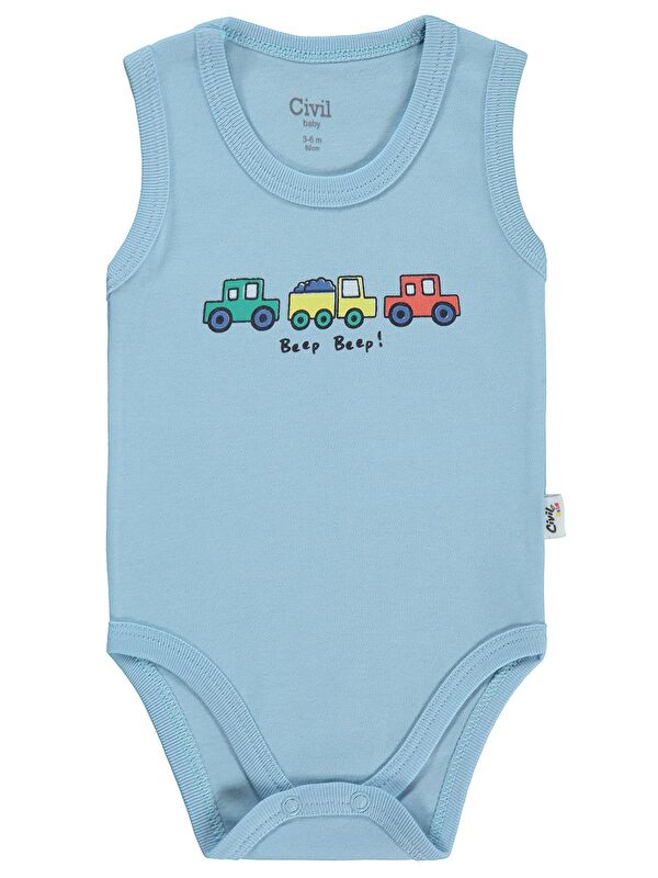 Civil Baby Araba Baskılı 3-36 Ay Çıtçıtlı Badi - Mavi