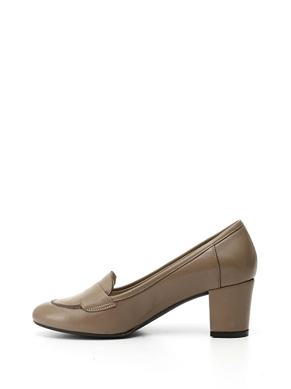 Gonderi(r) Siyah Gonderi(r) Kalin Kadın Topuklu Hakiki Deri Ayakkabı