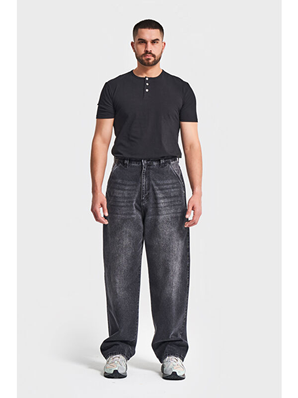 It's Basic Erkek Füme Rengi 2w5-1 Skater Fit Bol Kesim %100 Pamuk Denim Jean