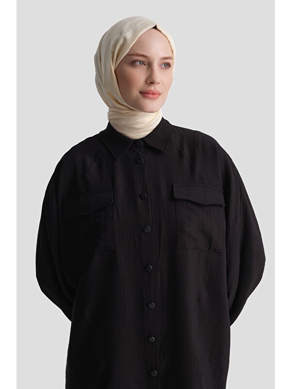 ARMİNE Rayon Karışımlı Tunik Siyah