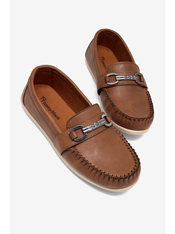TONNY BLACK Erkek Çocuk Taba Termo Taban Metal Tokalı Loafer