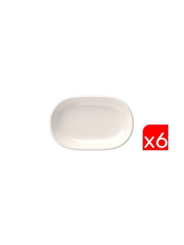 TABAK EVİ Porselen Magnus Oval Kayık Tabak 13,50x8,50x2,50cm 6 LI