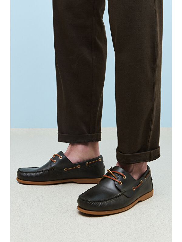 Erkek Hakiki Deri Ayakkabı 1511007ZD1001 Haki - Görsel 7