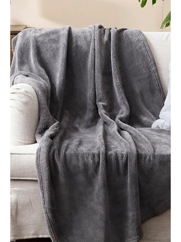 Mulberry Wellsoft Battaniye, Antrasit Televizyon Battaniyesi, Peluş, Polar Battaniye, Çift Kişilik 220*230