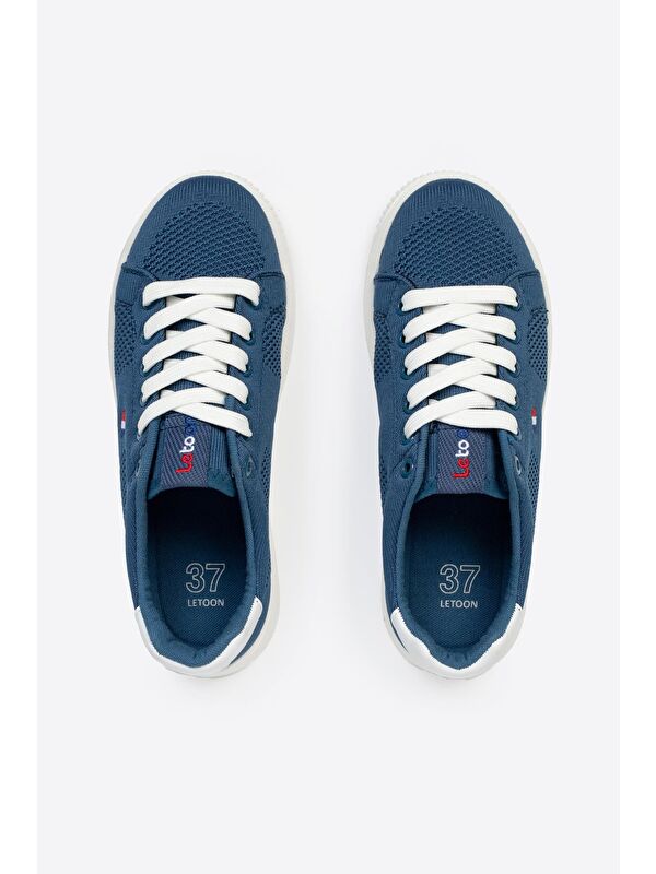 Yuvarlak Burunlu Bağcıklı Desenli Kadın Spor Ayakkabı - Görsel 6