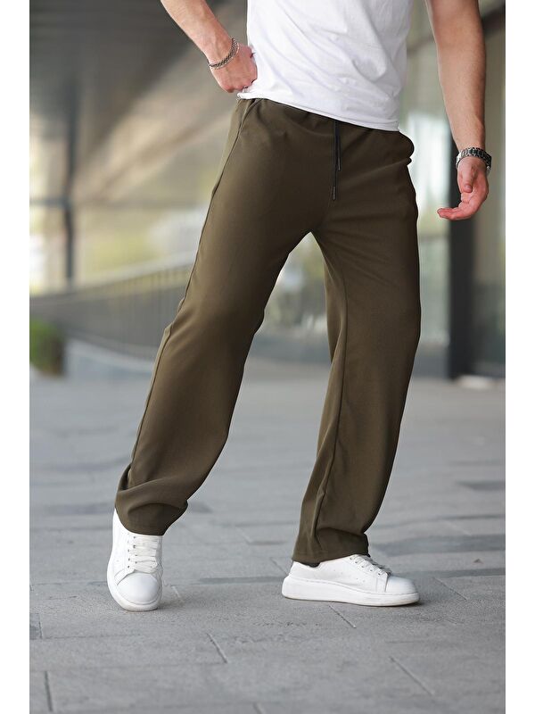 Madmext Haki Beli Ayarlanabilir Cep Detaylı Bol Pantolon 6545