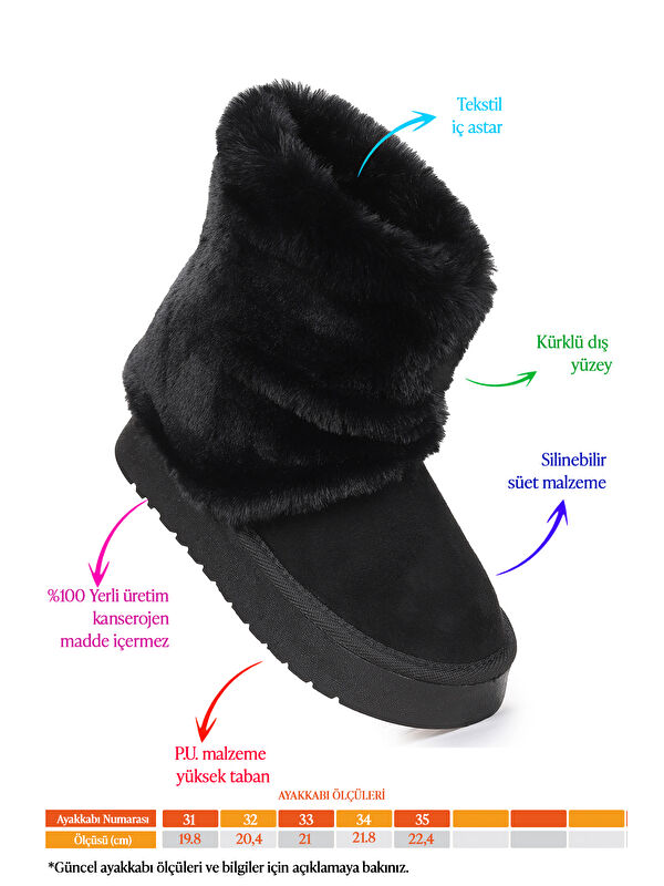 Nera Kürklü Kız Çocuk Süet Bot Ayakkabı - Görsel 3