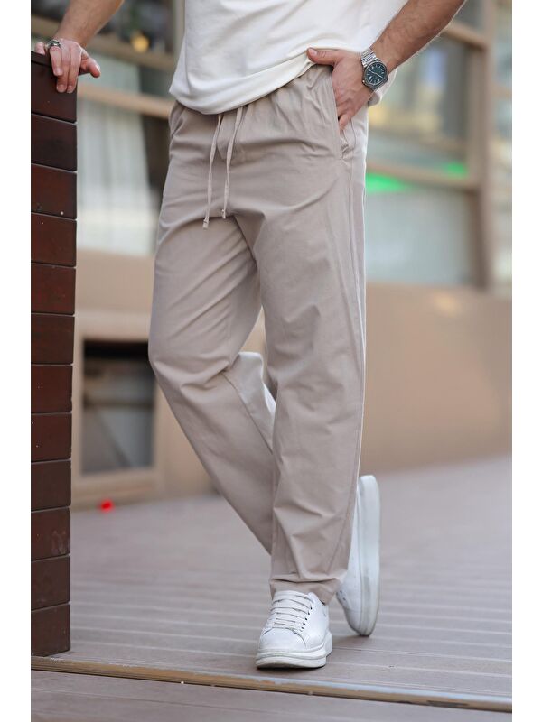 Madmext Bej Rahat Kesim Erkek Pantolon E6561
