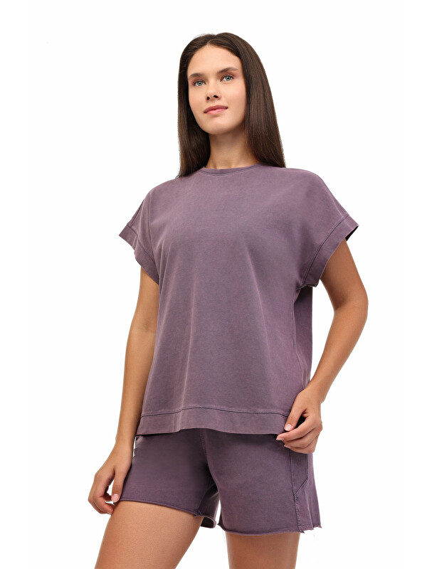 Lumberjack WL ELSE 11SY783 5FX Mor Kadın Kısa Kol T-Shirt