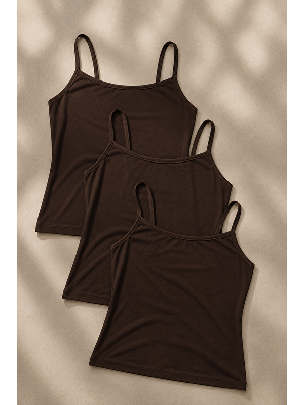 COMBINE Kadın Basic İnce Askılı Dar 3 Lü Crop Bluz