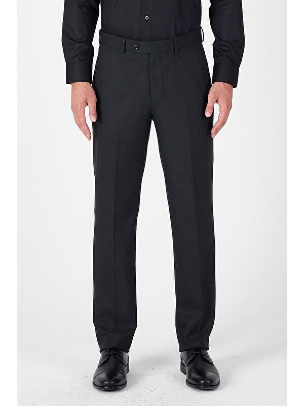 İMZA Antrasit Yan Cep Açık Paça Düz Comfort Fit Esnek Pantolon 1003250914
