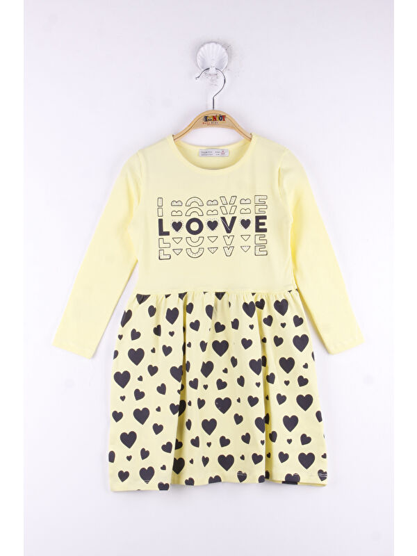 Toontoykids Kız Çocuk Love Baskılı Elbise