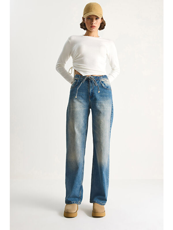 SHADE Kadın Belden İp Bağlamalı Denim Pantolon
