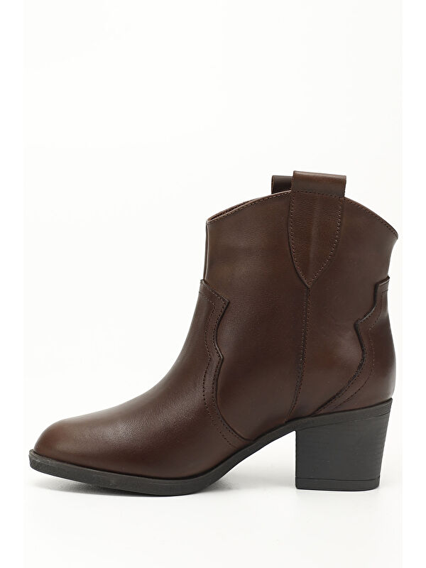 Kadın ORTA KAHVERENGİ Kalın Topuklu Hakiki Deri Kovboy Bot - Görsel 3