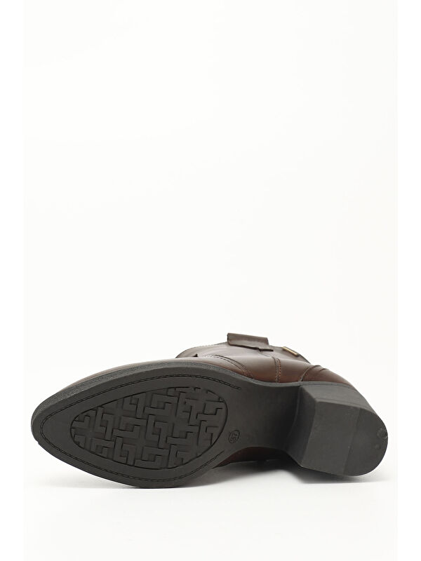 Kadın ORTA KAHVERENGİ Kalın Topuklu Hakiki Deri Kovboy Bot - Görsel 5