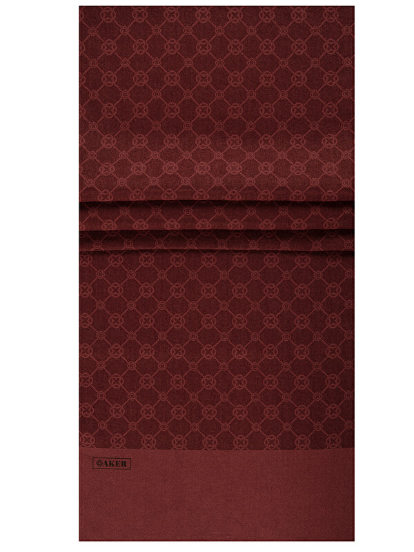AKER Bordo 75X190 CM Elegance Monogram Şal