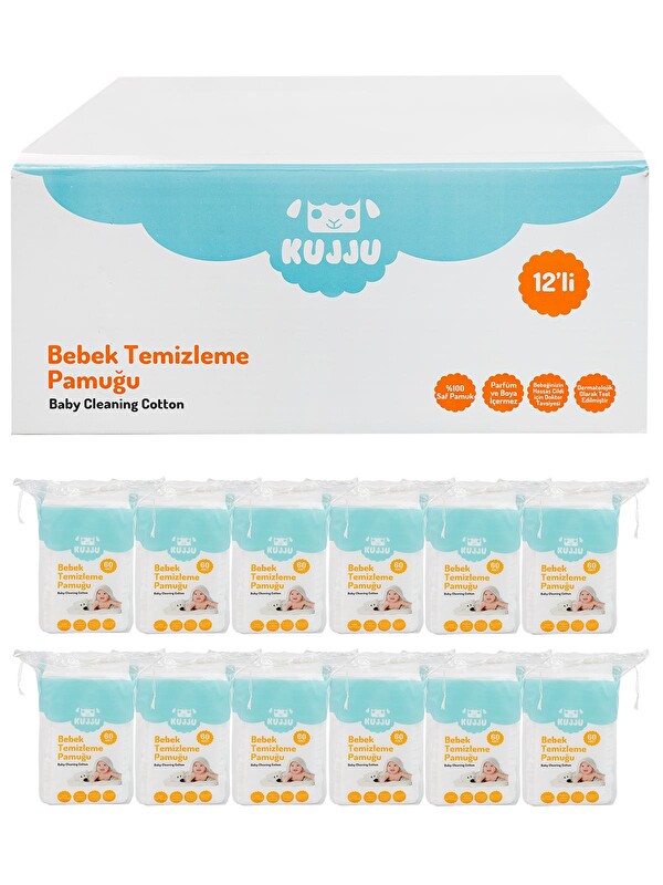 KUJJU Bebek Temizleme Pamuğu 12x60 Adet - Standart