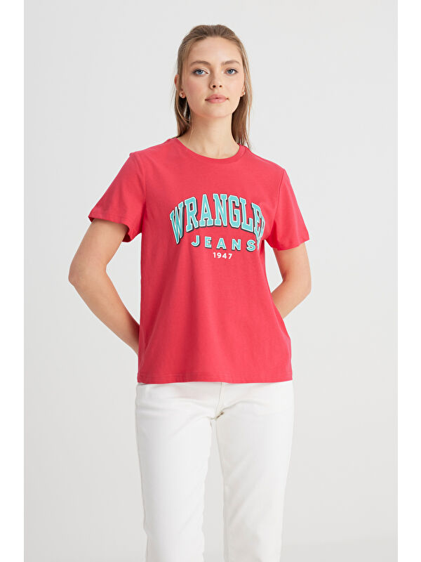 Wrangler Regular Fit Bisiklet Yaka %100 Pamuk Pembe Tişört