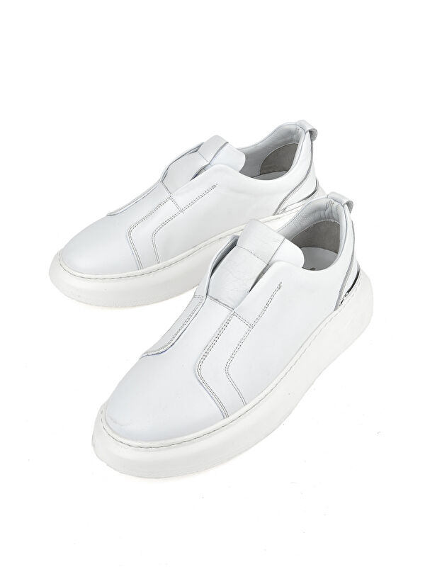 Erkek Hakiki Deri Sneaker 151987Z026 Beyaz - Görsel 6