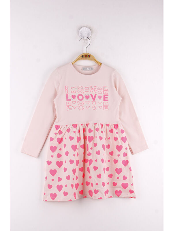 Toontoykids Kız Çocuk Love Baskılı Elbise