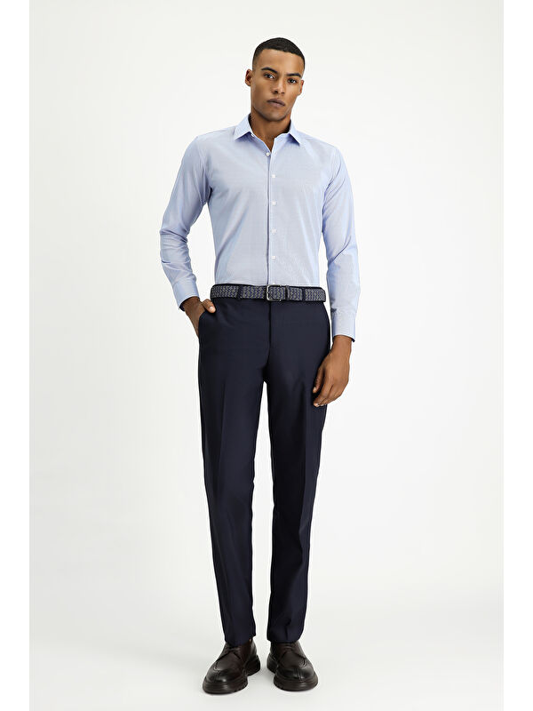 Kiğılı Uzun Kol Slim Fit Dar Kesim Klasik Desenli Pamuklu Kolay Ütülenebilir Gömlek