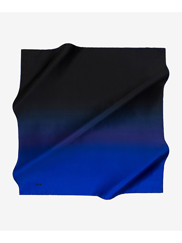 AKER Saks Mavi 90X90 İpek Twill Eşarp