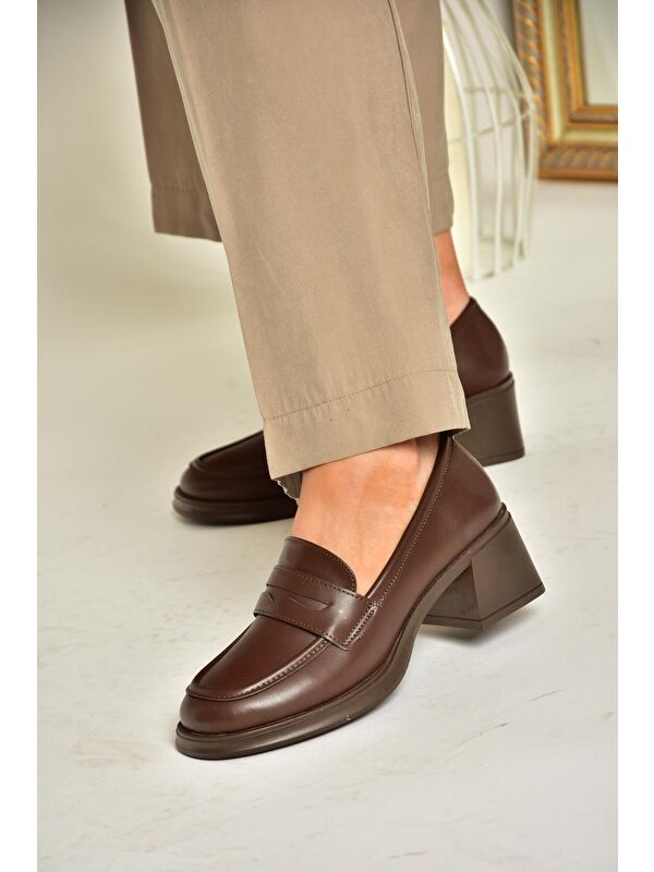 T8201453 Kahverengi Kadın Topuklu Ayakkabı - Görsel 4