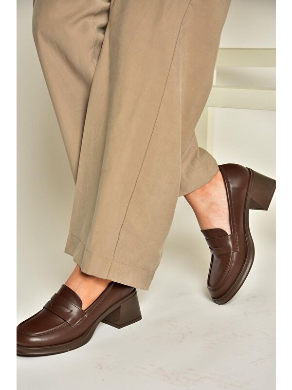 T8201453 Kahverengi Kadın Topuklu Ayakkabı - Görsel 5