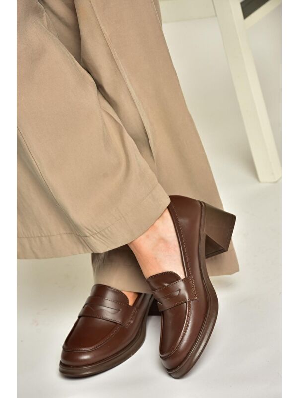 T8201453 Kahverengi Kadın Topuklu Ayakkabı - Görsel 6