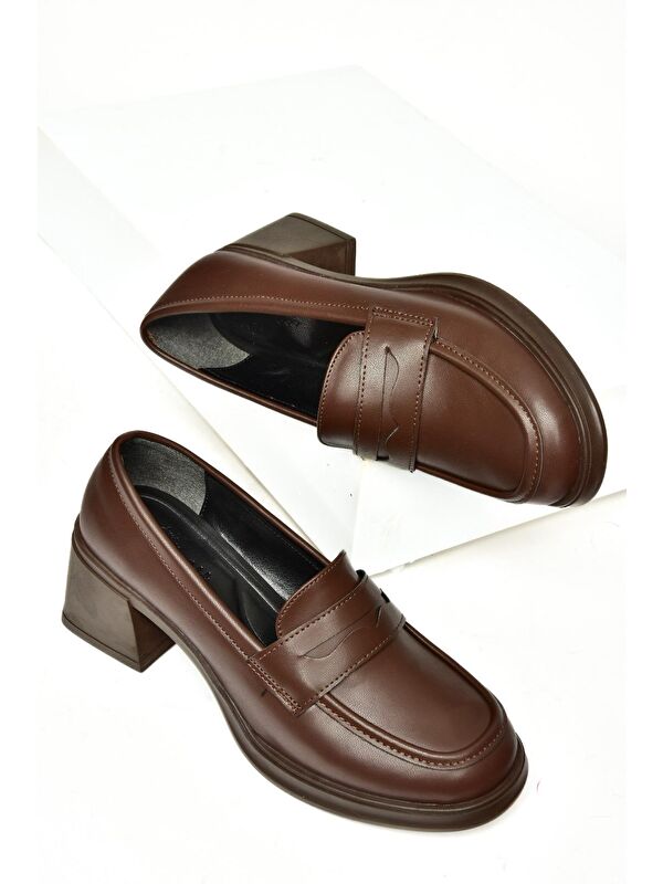 T8201453 Kahverengi Kadın Topuklu Ayakkabı - Görsel 9