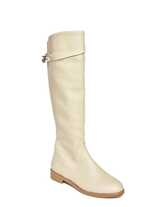 T848443409 Bej Klasik Kadın Çizme - Görsel 4