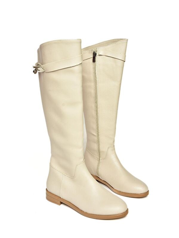 T848443409 Bej Klasik Kadın Çizme - Görsel 5