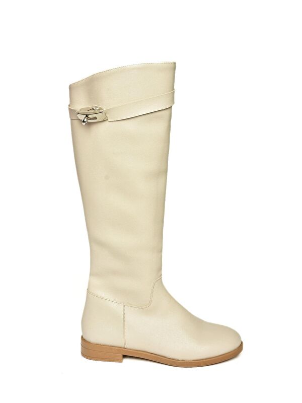 T848443409 Bej Klasik Kadın Çizme - Görsel 6