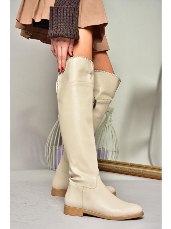 T8486435 Bej Kadın Çizme - Görsel 3