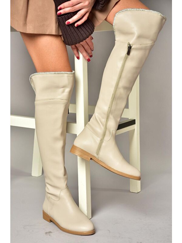 T8486435 Bej Kadın Çizme - Görsel 4