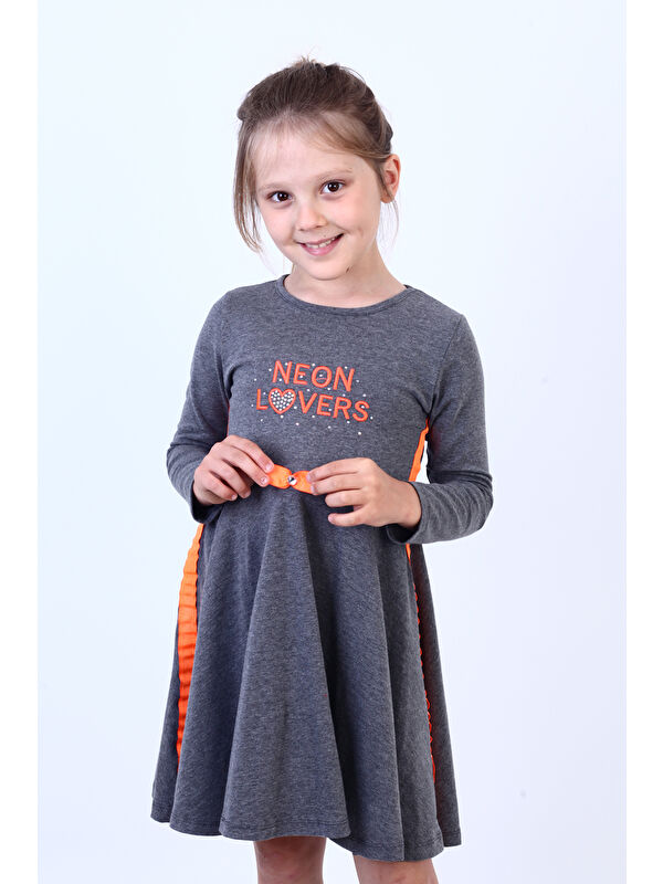 Toontoykids Kız Çocuk Neon Lover Nakışlı Elbise
