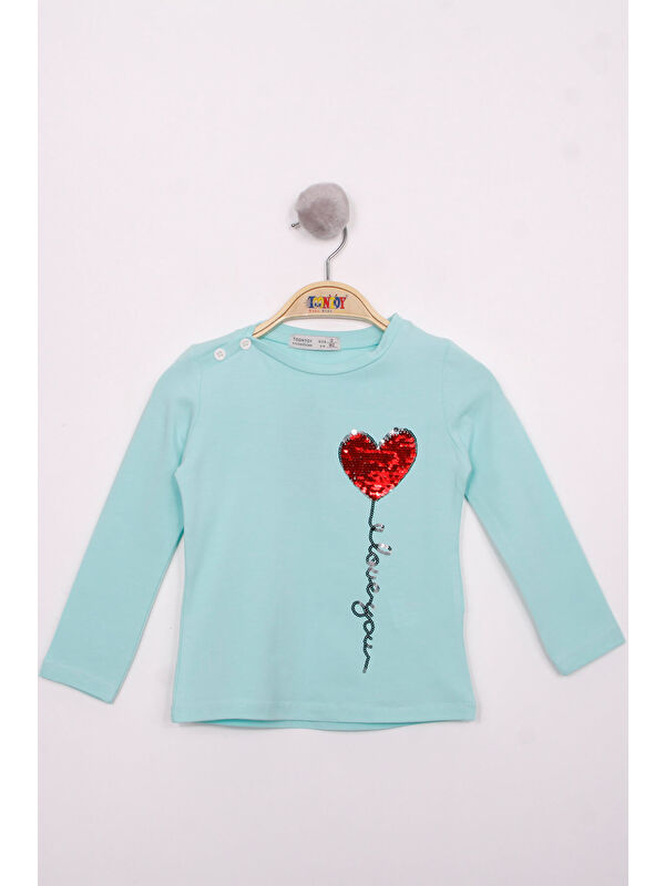 Toontoykids Kız Çocuk Göğsü Pul Nakışlı T-Shirt