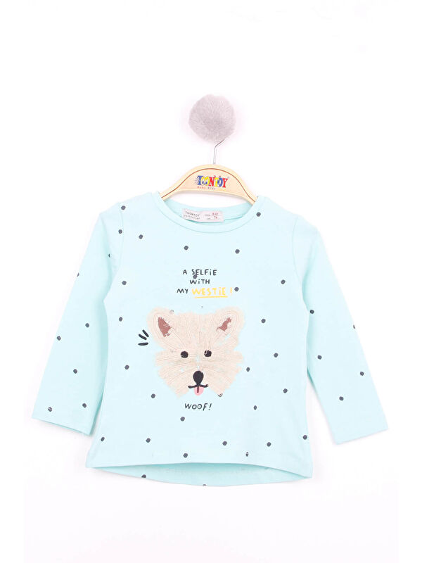 Toontoykids Kız Bebek Köpek Nakışlı T-Shirt