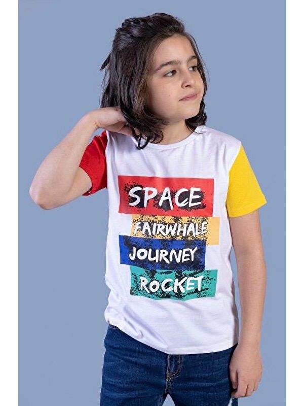 Toontoykids Erkek Çocuk Kolları Garni Detaylı Baskılı Tişört