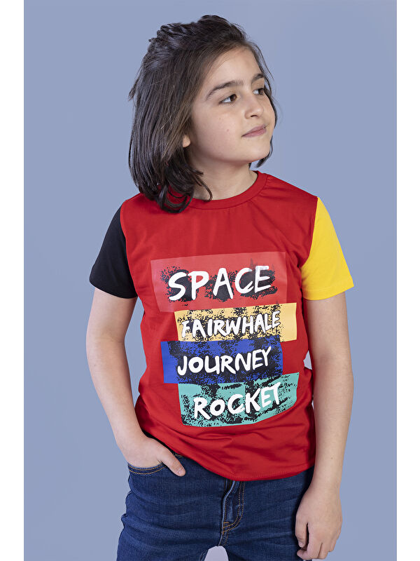 Toontoykids Erkek Çocuk Kolları Garni Detaylı Baskılı Tişört