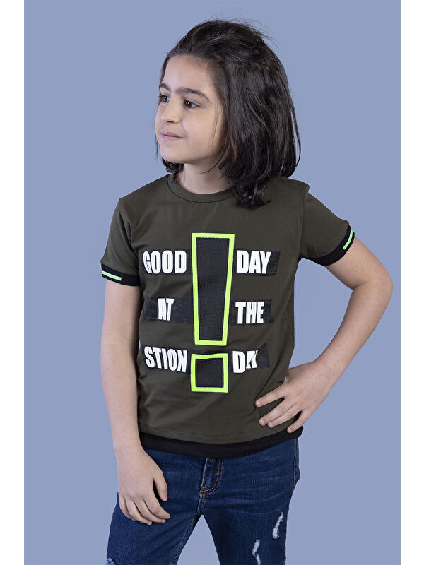 Toontoykids Erkek Çocuk Neon Uyumlu Baskılı Garni Detaylı Tişört