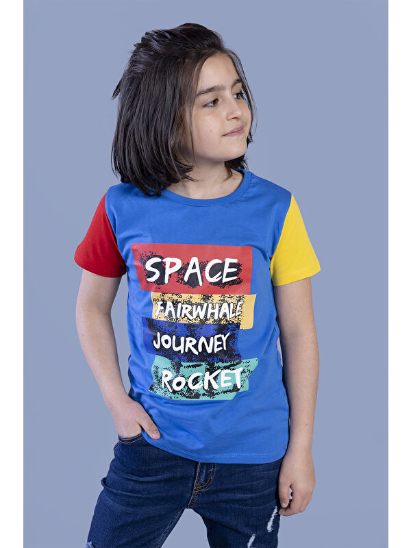 Toontoykids Erkek Çocuk Kolları Garni Detaylı Baskılı Tişört