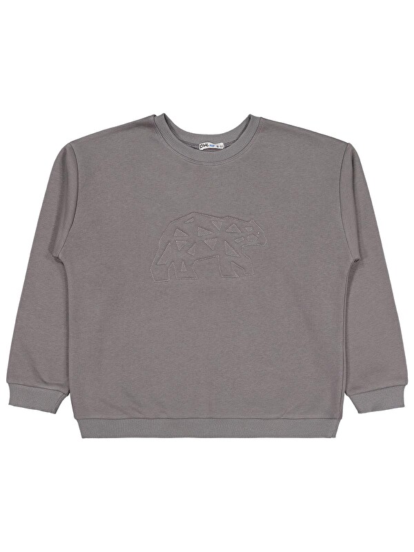 Civil Boys Ayı Nakışlı 10-13 Yaş Sweatshirt - Gri