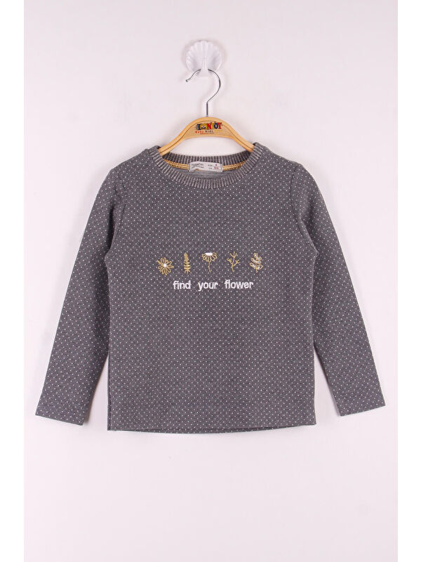 Toontoykids Kız Çocuk Yazı Nakışlı Puanlı T-Shirt
