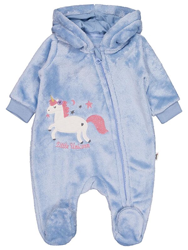 Civil Baby Mobil Kulaklı Nakışlı 1-9 Ay Tulum - Mavi 9-12 Ay