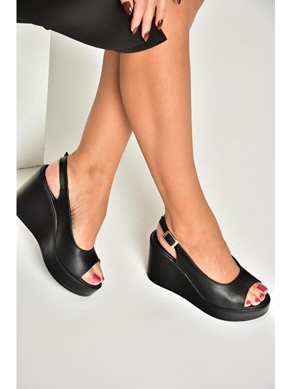 U5552250 Siyah Kadın Dolgu Topuklu Ayakkabı - Görsel 5