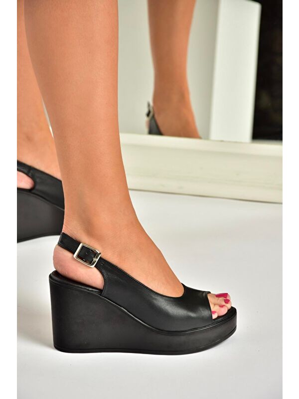 U5552250 Siyah Kadın Dolgu Topuklu Ayakkabı - Görsel 6