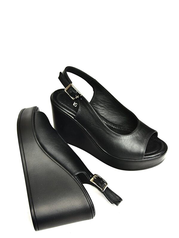 U5552250 Siyah Kadın Dolgu Topuklu Ayakkabı - Görsel 4
