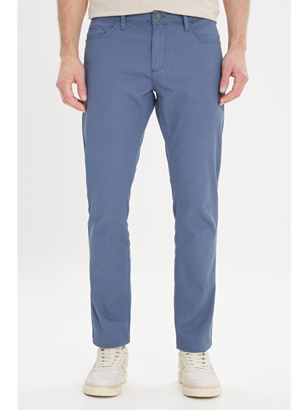 Altınyıldız Classics Erkek Petrol Slim Fit Dar Kesim 5 Cep Armürlü Esnek Pantolon